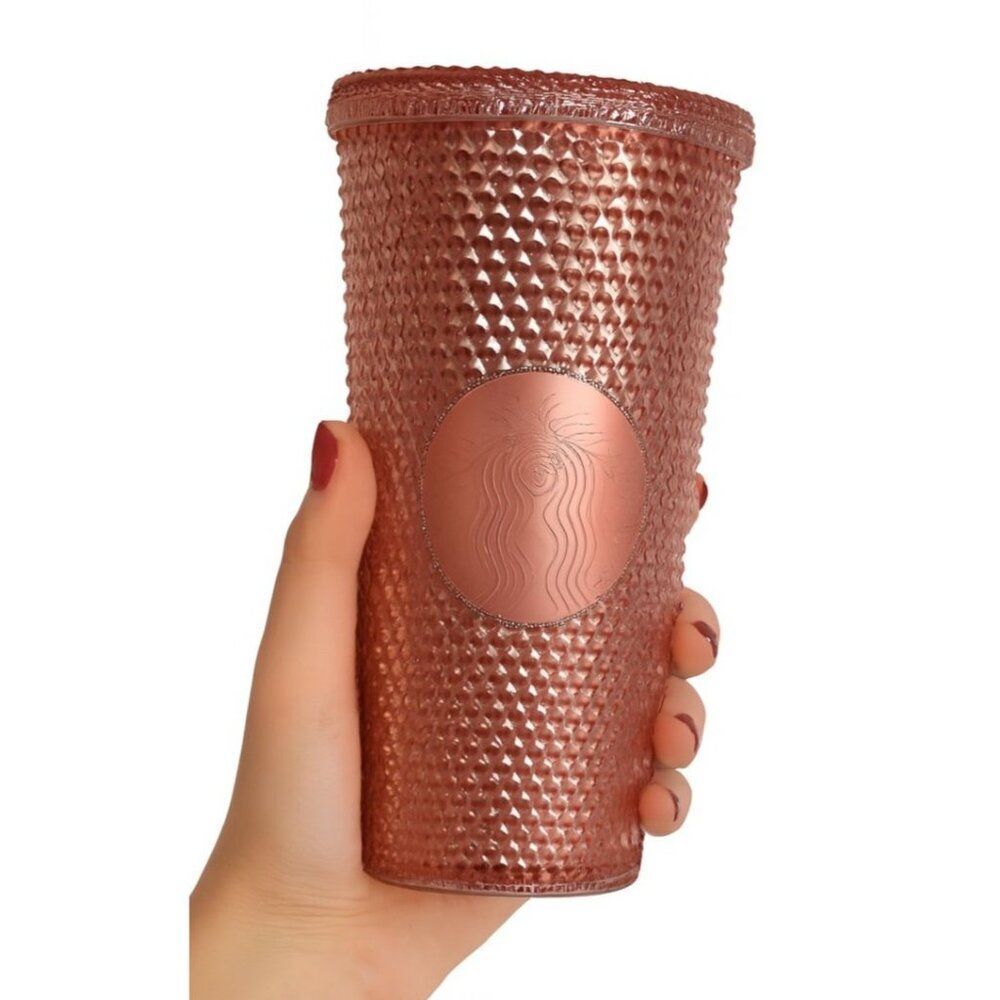 24 oz Starbucks Coffee Travel Tumbler 2021 Pink Cherry Blossom Studded Venti CUP